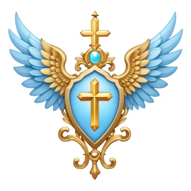 holy saint emblem with light blue wings sticker