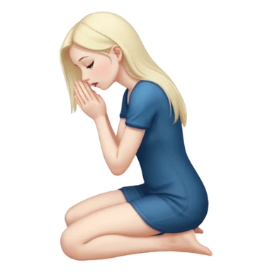 Girl on her knees from a side begging sticker