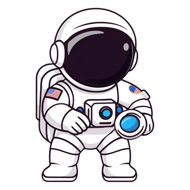 kid astronaut in white spacesuit with helmet sticker