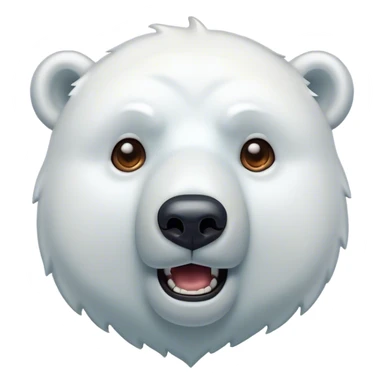 Cinematic Comical Polar Bear Portrait Emoji, Head tilted dramatically with an exaggeratedly shocked expression, featuring a robust, snowy build with wide, comically expressive eyes full of humorous disbelief, Simplified yet hilariously expressive features, highly detailed, glowing with a slightly sassy polar glow, high shine, dramatic yet playful, stylized with an air of quirky arctic attitude, soft glowing outline, capturing the essence of a meme-worthy polar bear that appears ready to side-eye its way into viral fame! sticker