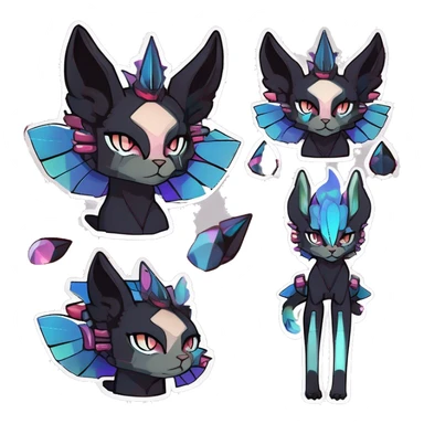 cool punk kawaii anime edgy distinguished pretty elegant beautiful fantasy black ethereal fantasy nargacuga-Noivern-sphynx-Quiana-Fakemon collar harness jewels full body sticker