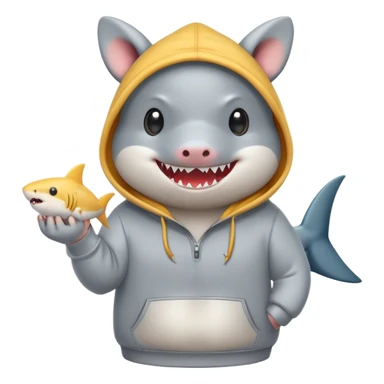 Shark with hamster hoodie sticker