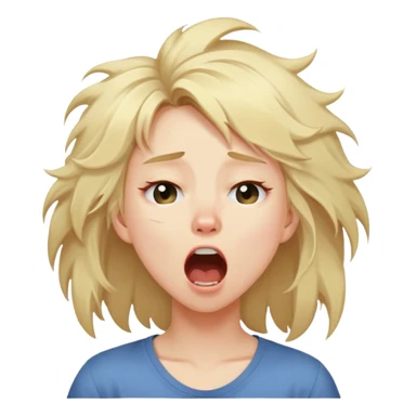 Blonde girl with messy hair with her eyes rolling back while she’s yawning sticker