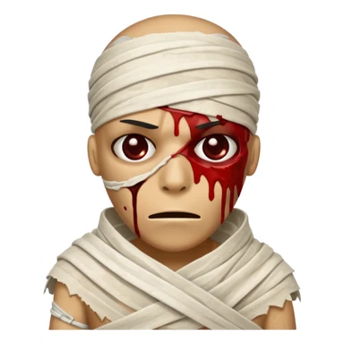 halloween mummy with blood stains semi-covered eyes sticker