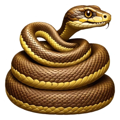 cinematic-python-realistic-full-body-coiled-emoji,-thick-scaled-body-looped-tightly,-intricate-brown-and-gold-patterned-scales-reflecting-light,-head-tilted-dramatically,-slitted-eyes-staring-calmly,-simplified-yet-realistic-focused-features,-highly-detailed,-glowing-with-an-almost-sarcastic-glow sticker