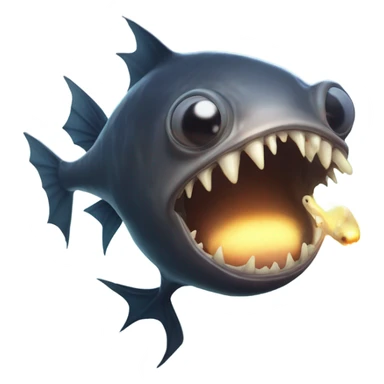Anglerfish with a glowing lure hanging from its forehead, sharp teeth, and big eyes. sticker