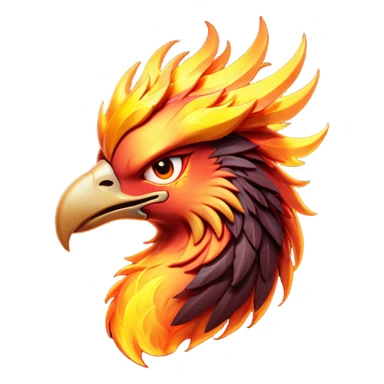 Cinematic Battle-Hardened Mystical Fire Phoenix Portrait Emoji, head tilted dramatically with a defiant, almost mocking smirk. Featuring a striking, rugged form with intensely scarred, flame-scorched feathers and eyes that burn with warrior-like fury, this phoenix embodies unapologetic badassery. Rendered with vibrant, lifelike textures and dynamic, contrasting shadows, high shine, and a bold soft glowing outline, it captures the essence of a phoenix ready to rise and scorch any challenge with battle-hardened might. sticker