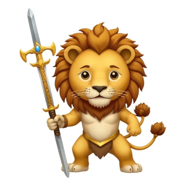 Please create a lion holding a sword with a sun behind the lion? sticker