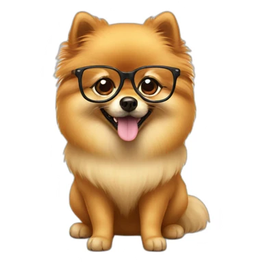 A Pomeranian with glasses sticker