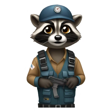 The raccoon operator asks you to wait on the line sticker