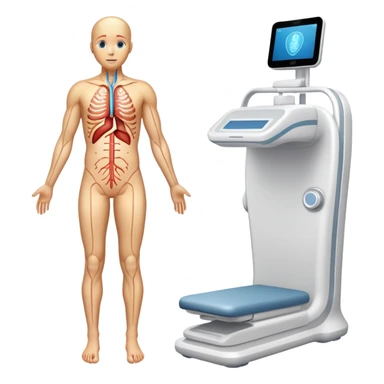 Human body scan with scanning lines, medical examination, full body diagnostic sticker