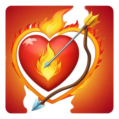 bow and arrow going through fire heart sticker