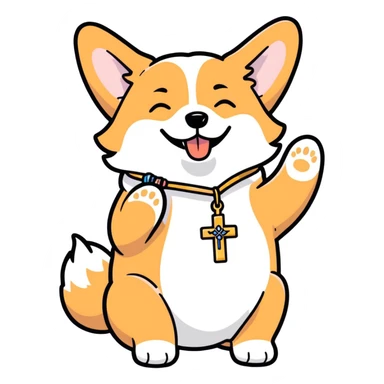 Corgi praying rosary sticker