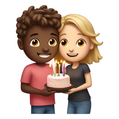 Boy and girl best friends hugging around birthday cake with 23 candles  sticker