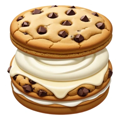 Chocolate chip cookie sandwich with vanilla ice cream sticker
