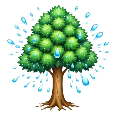 a tree exploding with water droplets bursting outward instead of fire or smoke sticker