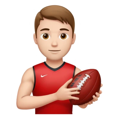 AFL player holding a red football sticker