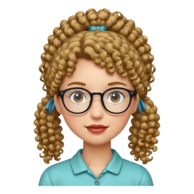 hija con gafas y cabello rizos con una coleta alta sticker