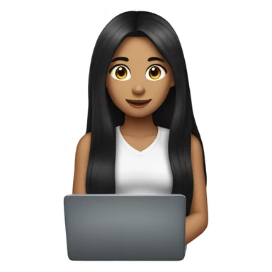 girl with long black hair with laptop sticker