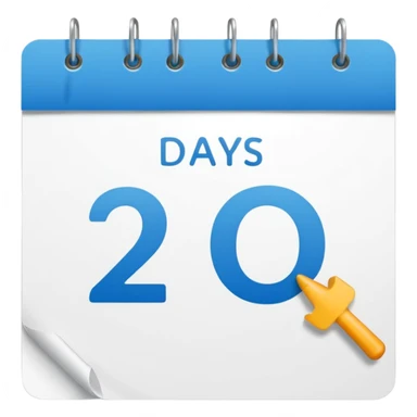 calendar page with the words '2 days' sticker