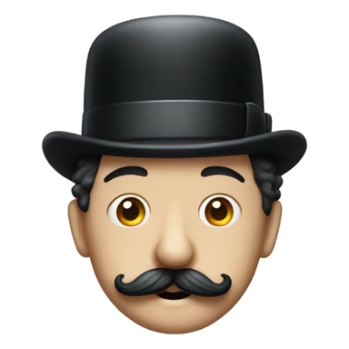 Charlie Chaplin with only central portion of mustache with a birthday hat sticker
