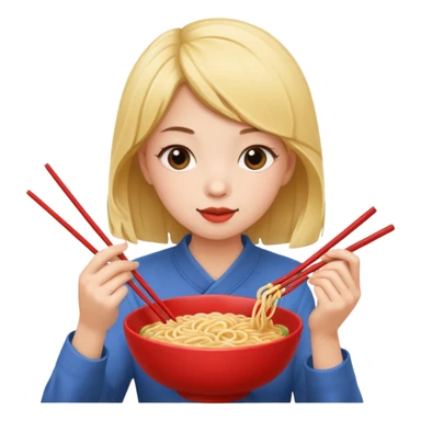 Show me a girl eating noodles  sticker