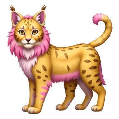 Yellow and pink Fairy-type Bobcat-Lynx-Lion-Fakémon full body sticker