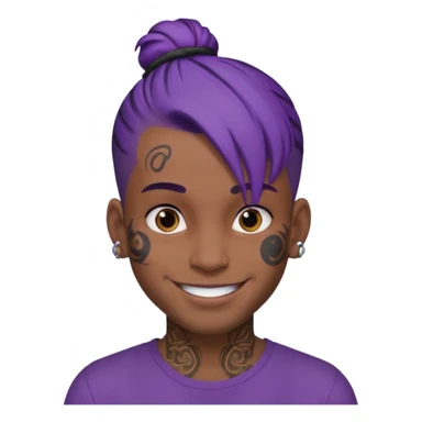 purple hair bun and lots of face tattoo guy sticker