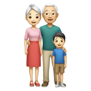 Chinese family with grandparents sticker