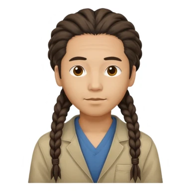 Casual person with tied-back dreadlock, asian sticker
