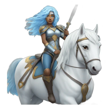 Blue haired Valkyrie riding white horse sticker