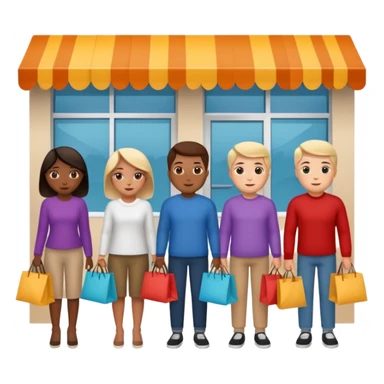 Line of people waiting to enter a store sticker