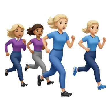 a female co-worker running and other co-workers chasing her -- the other co workers are tiny and in the distance and they are male and female sticker