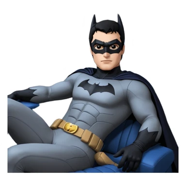 full size real-appearance road racing sexy muscular Batman’s masculine midnight-colored tight outfit 1970’s tv style dark knight stealthy accurate sporty safe plush deluxe off-road pursuit drifting F1 car lexus (black hair,reclining and relaxed torso and shoulders back against seat) rallycross kart  sticker