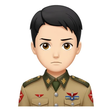 Levi Ackerman with black undercut hair, stern face, Scout Regiment uniform, against yellow background sticker