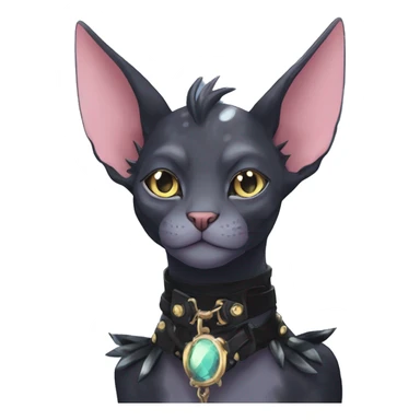 cool punk kawaii anime edgy distinguished ethereal elegant beautiful fantasy black ethereal fantasy nargacuga-Noivern-sphynx-Quiana-Fakemon collar harness jewels full body sticker