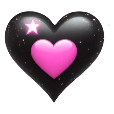 black heart with sparkles around it like the apple ios pink heart sticker
