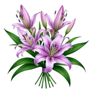 bouquet Lavender Oriental Lily, luxuriant, leaf, bud sticker