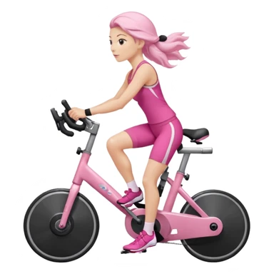 Bicycles Ergonomic bicycle of gym: seated white woman with hair in pink clothes  sticker