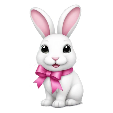 white bunny with pink bow christmas sticker