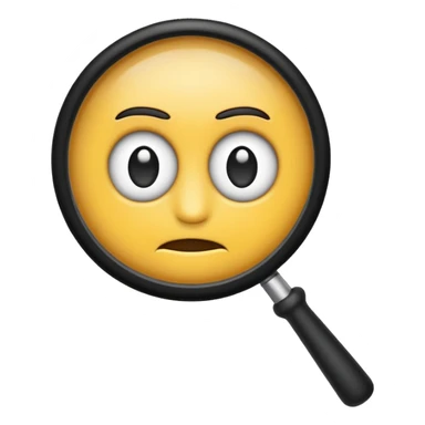serious emoji with magnifying glass with white handle sticker