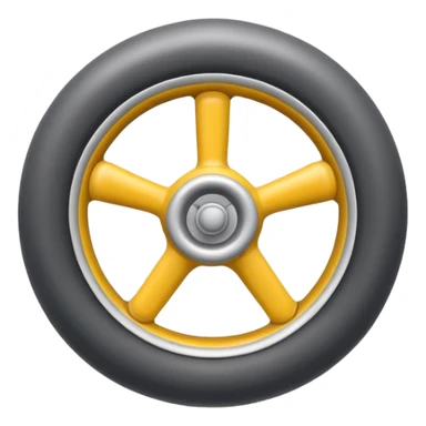 Isometric view of airplane landing gear in emoji style — one inflated, puffy wheel with a strut, soft 3D look, rounded shapes, clean and minimal design, cartoon-like, emoji aesthetic, white background sticker