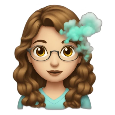 a girl with brown hair and a bow using a vape sticker