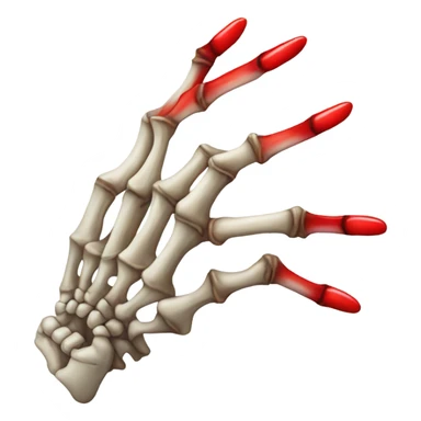 skeleton hand with long red nails sticker