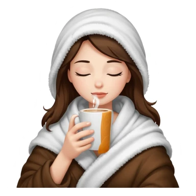 girl inside a blanket sipping coffee eyes closed sticker