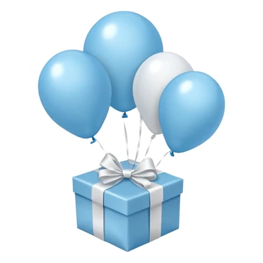 Please make light blue and white balloons too, make several and tie them to a gift sticker