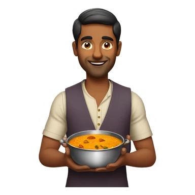 Indian man holding curry sticker
