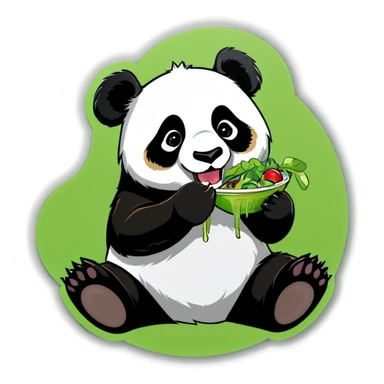 A panda eating salad sticker