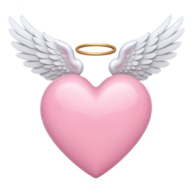 pink heart with white angel wings sticker
