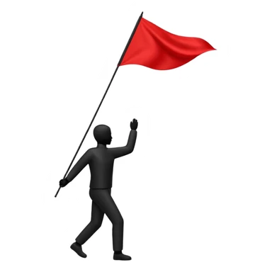 minimalist human silhouette holding a red flag sticker